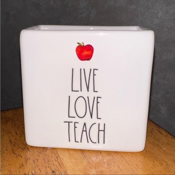 Rae Dunn Other - Rae Dunn LIVE, LOVE, TEACH Red Apple Ceramic Rectangle Pen Container BRAND NEW!